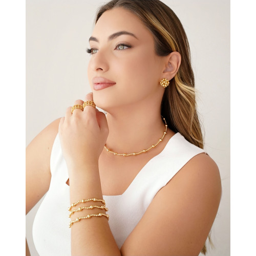 Bracelete Mola Bolas Lisas Banhado a Ouro 18K