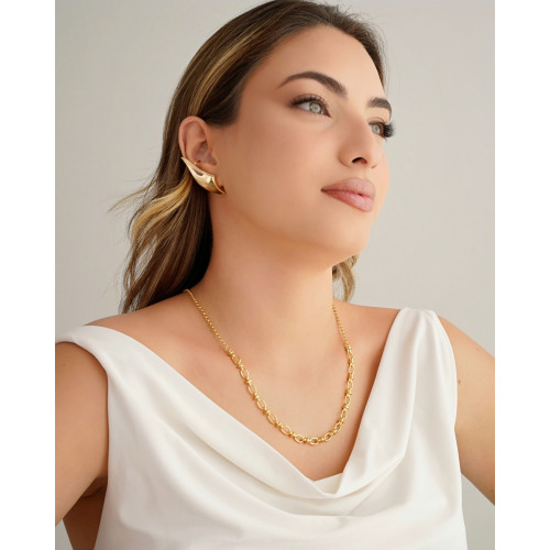 Gargantilha Elos Ovais 6 mm Banhado a Ouro 18K - 55 cm