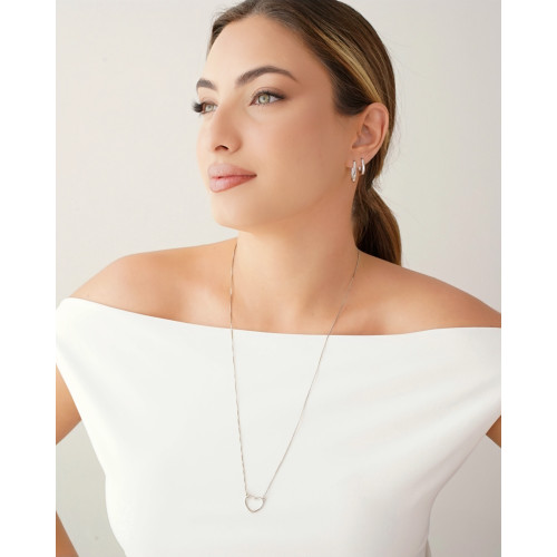 Brinco Argola Click em U Lisa 1.9 cm Ródio Branco