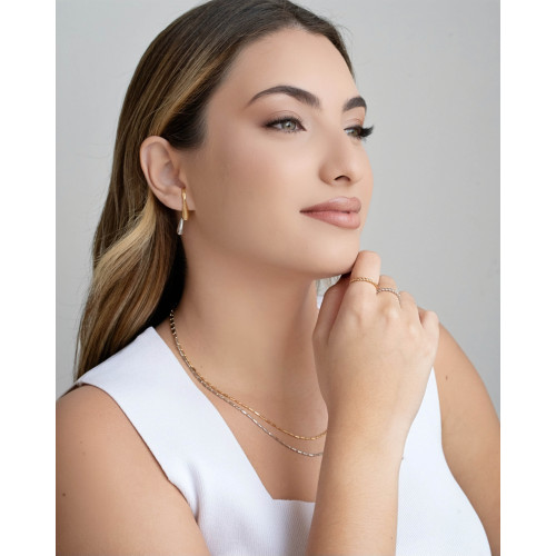 Anel Ajustável Torcido Tamanho M Banhado a Ouro 18K