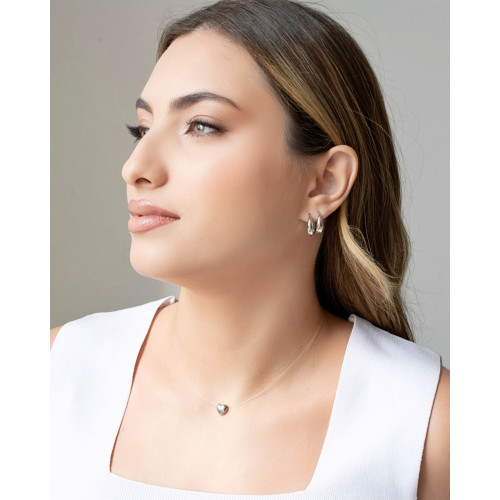 Choker Nylon Coração Liso 8 mm Ródio Branco