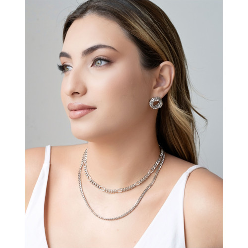 Choker Elos Detalhados Ródio Branco