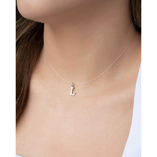 Choker Nylon Letra P Ródio Branco