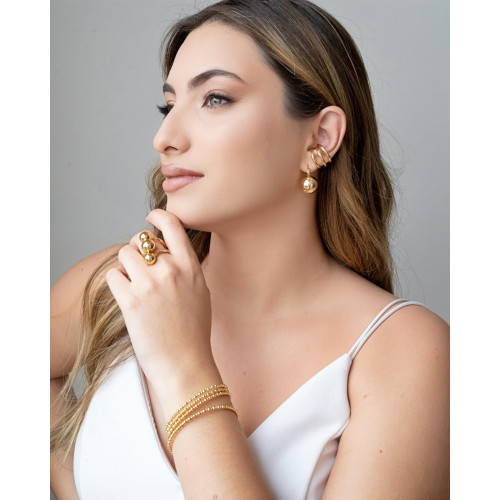 Anel Bolas Lisas Tamanho 12 Banhado a Ouro 18K