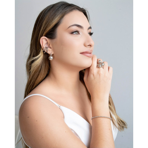 Anel Bolas Lisas Tamanho 12 Ródio Branco