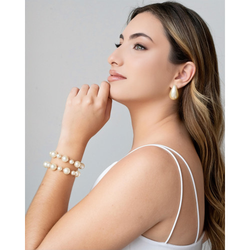 Brinco Gota Pérola 3.0 cm Banhado a Ouro 18K