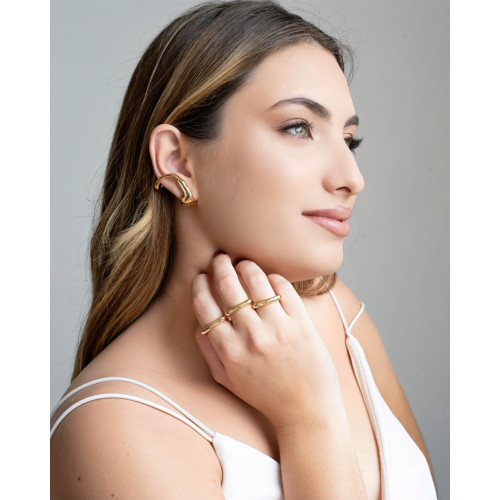 Ear Cuff Orgânico Banhado a Ouro 18K