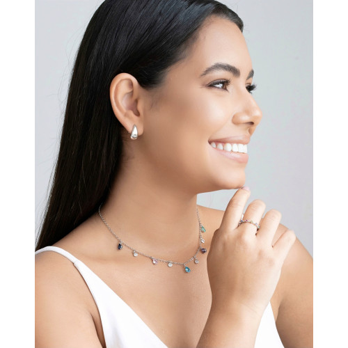 Brinco Gota Lisa 1.7 cm Ródio Branco