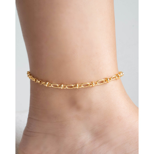 Tornozeleira Elos Ovais 6 mm Banhado a Ouro 18K