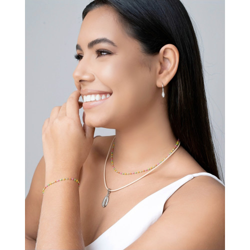 Brinco Argola Click Búzios 2.5 cm Ródio Branco