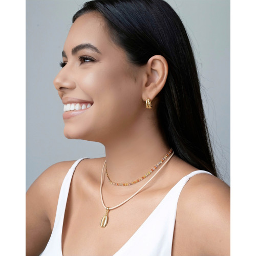Choker Riviera Navetes Coloridos Banhado a Ouro 18K