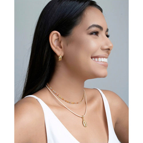 Choker Fio Coreano Bege Búzio Banhado a Ouro 18K