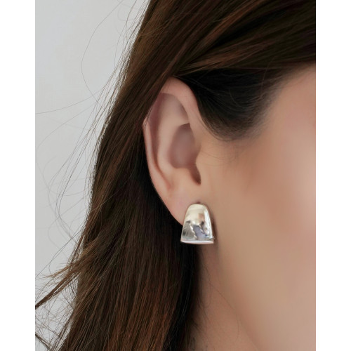 Brinco Argola Achatada Lisa 1.7 cm Ródio Branco