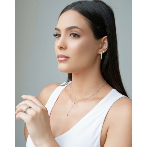 Anel Ponto de Luz Cravejado Tamanho 15 Ródio Branco