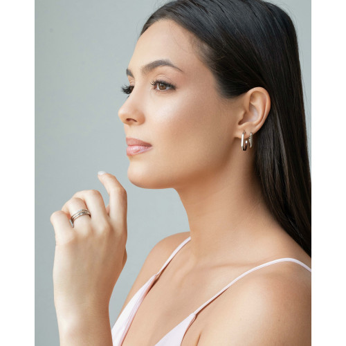 Brinco Argola Quadrada Lisa 1.7 cm Ródio Branco