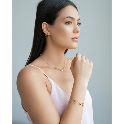 Brinco Argola Click Coração Lisa 1.4 cm Banhado a Ouro 18K