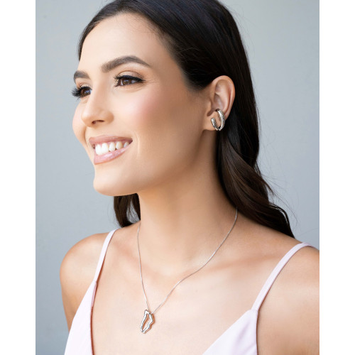 Gargantilha Veneziana Orgânico Vazado Ródio Branco - 45 cm