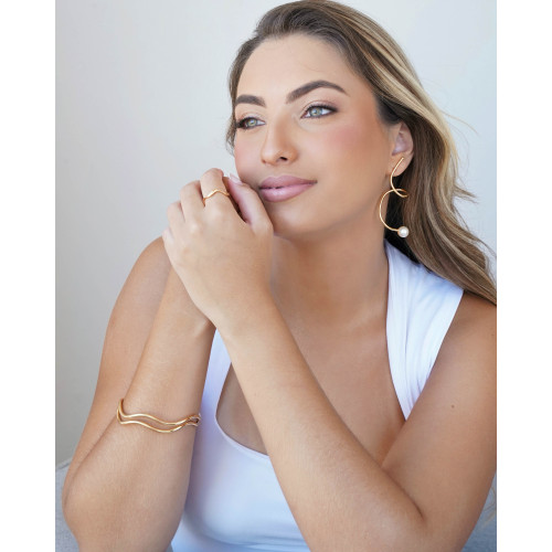 Bracelete Duplo Ondas Banhado a Ouro 18K