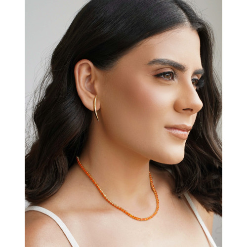 Brinco Fio Abaulado Liso 3.4 cm Banhado a Ouro 18K