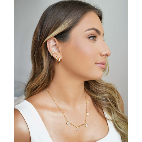 Gargantilha Veneziana Bolinhas Geométricos Cristal Banhado a Ouro 18K - 45 cm