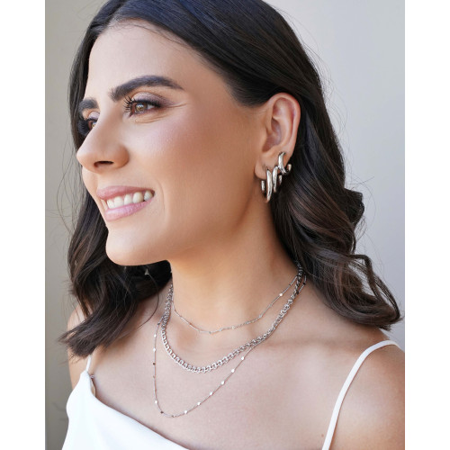 Brinco Argola Tubo Lisa 2.3 cm Ródio Branco