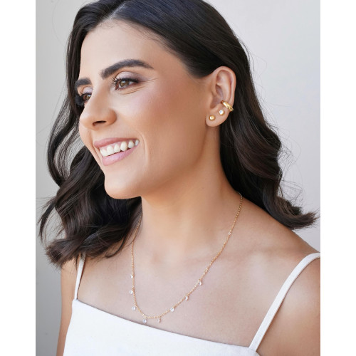 Gargantilha Elos Americanos Pontos de Luz Cristal Banhado a Ouro 18K - 50 cm