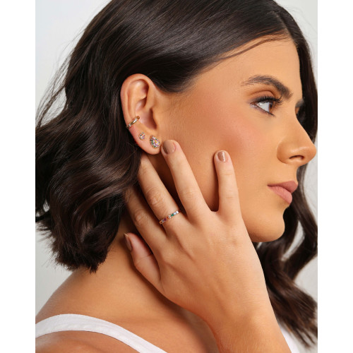 Piercing Cravejado Colorido Banhado a Ouro 18K