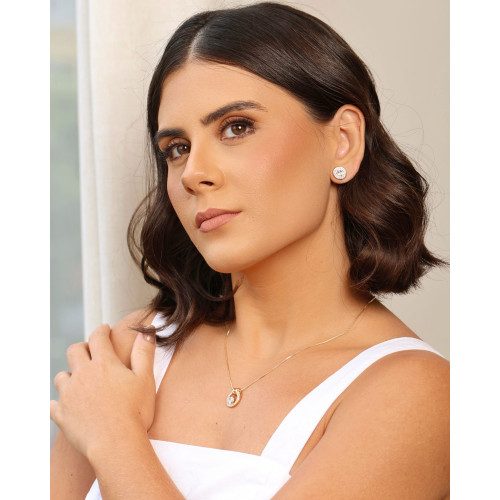 Gargantilha Redondo Cravejado Ponto de Luz Cristal Banhado a Ouro 18K - 45 cm