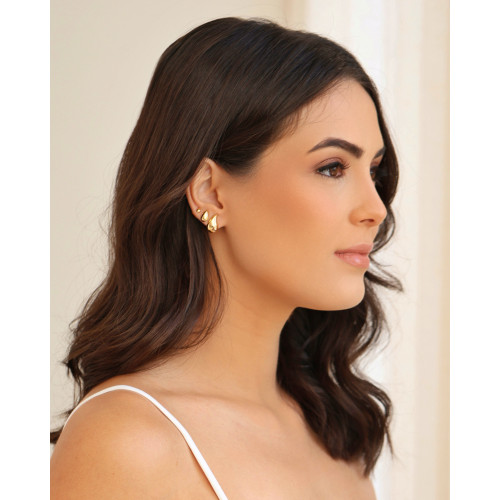 Brinco Gota Lisa 1.0 cm Banhado a Ouro 18K