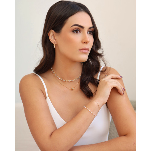 Gargantilha Veneziana Bola Lisa 8 mm Banhado a Ouro 18K - 40 cm