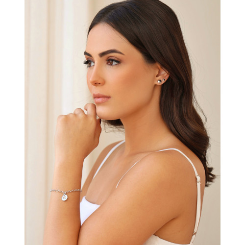 Brinco Redondo Liso 8 mm Ródio Branco