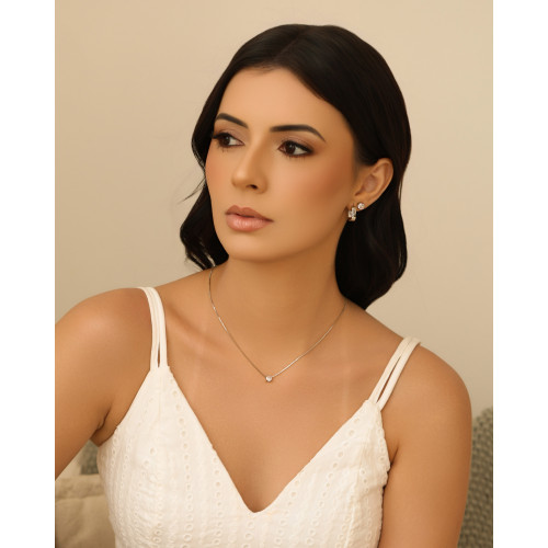 Gargantilha Veneziana Ponto de Luz Cristal 5 mm Ródio Branco - 45 cm