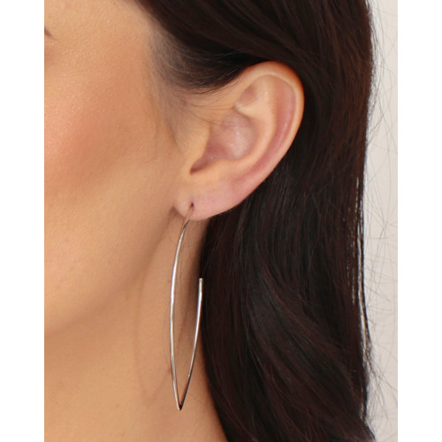 Brinco Elíptico Fio 7.1 cm Ródio Branco