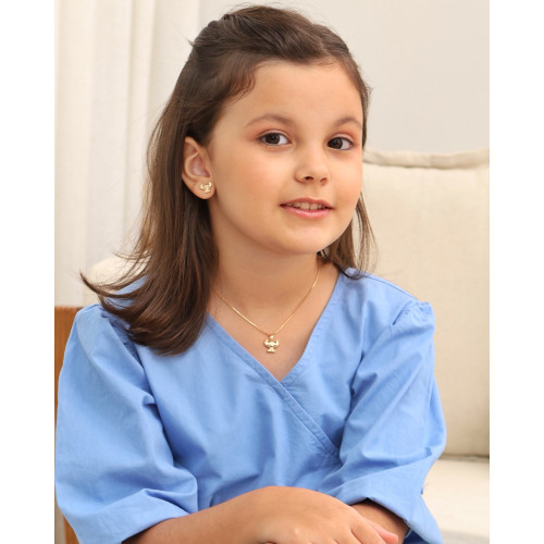 Conjunto Infantil Stitch Banhado a Ouro 18K