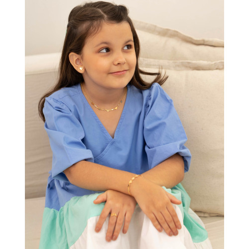 Brinco Infantil Coração Liso Banhado a Ouro 18K