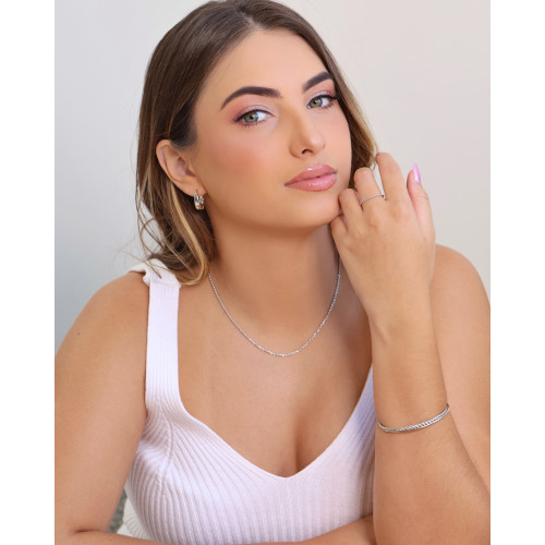 Bracelete Entrelaçado Detalhado 5 mm Ródio Branco