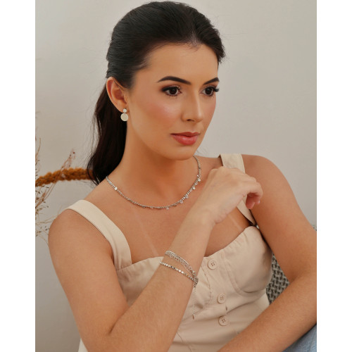 Brinco Redondo Duplo Liso Ródio Branco