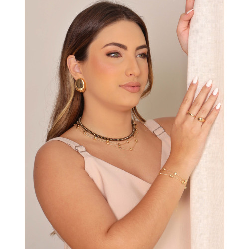 Pulseira Elos Ovais Lisos Banhado a Ouro 18K