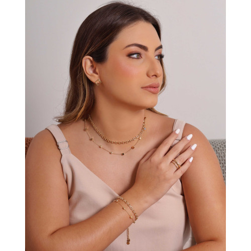 Choker Elos Quadrados Lisos Banhado a Ouro 18K