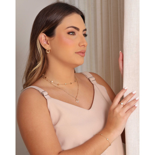 Choker Elos Estrelas Lisas Banhado a Ouro 18K