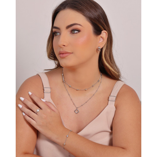 Choker Elos Estrelas Lisas Ródio Branco