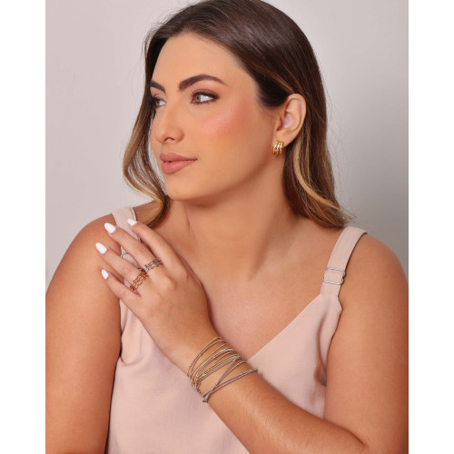 Pulseira Corda Violão Bolinhas 3 mm Ródio Branco