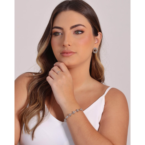 Pulseira Elos Nó Ródio Branco