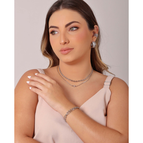 Choker Elos em U 5 mm Ródio Branco