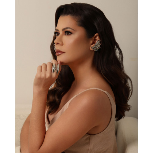 Ear Cuff Asa Lisa 4.5 cm Ródio Branco