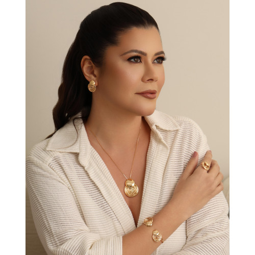 Bracelete Redondo Fios Espiral Banhado a Ouro 18K