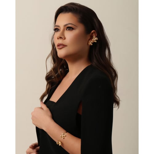 Piercing Flor Pérola Banhado a Ouro 18K