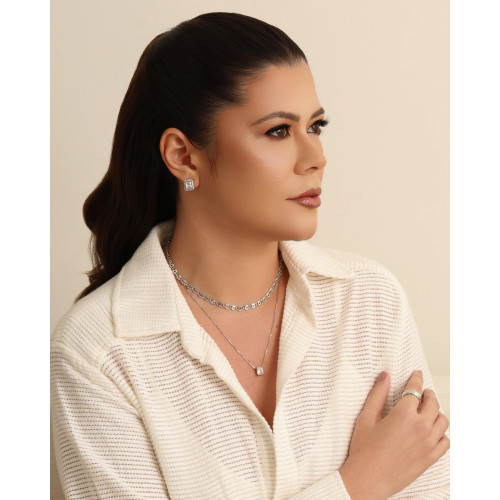 Choker Piastrine 5 mm Ródio Branco