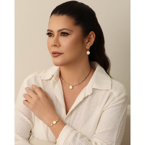 Choker Fio Coreano Howlita 12 mm Banhado a Ouro 18K