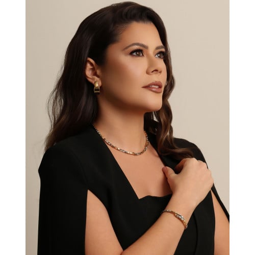 Choker Abaulada ABS Mix de Banhos Banhado a Ouro 18K